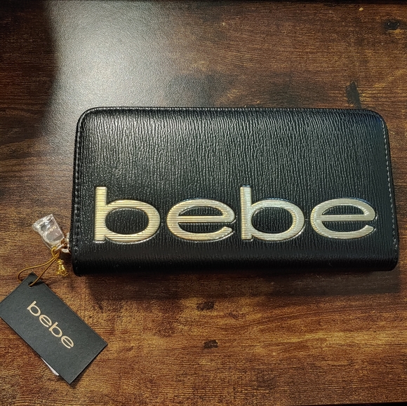 🍁NWT, Bebe Wallet, black and gold beautiful and cute wallet. 2 sides N z - Picture 12 of 14